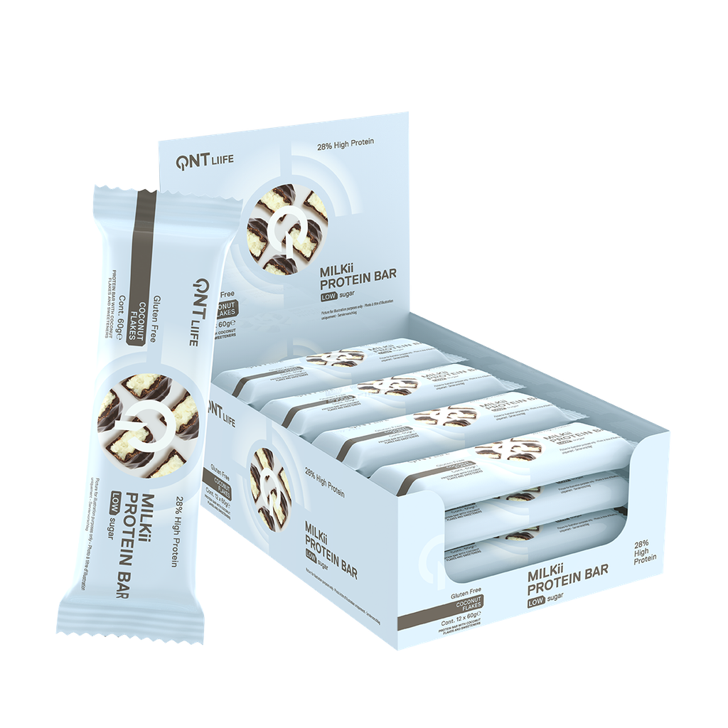 QNT LIIFE - Milkii Protein Bar - Low Sugar - Coconut flakes - 12 x 60g