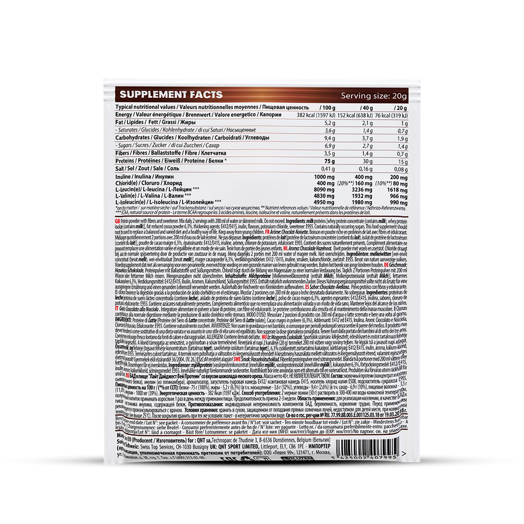 LIGHT DIGEST WHEY PROTEIN - Hazelnut Chocolate - 12 x 40 g