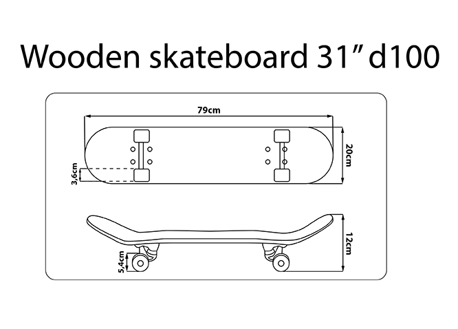 WOODEN SKATEBOARD 31'' x 8'' /70 x 20cm Mickey Mouse Holo
