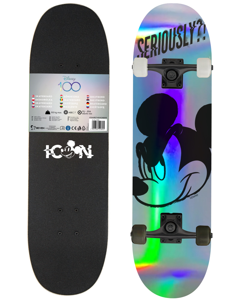 WOODEN SKATEBOARD 31'' x 8'' /70 x 20cm Mickey Mouse Holo