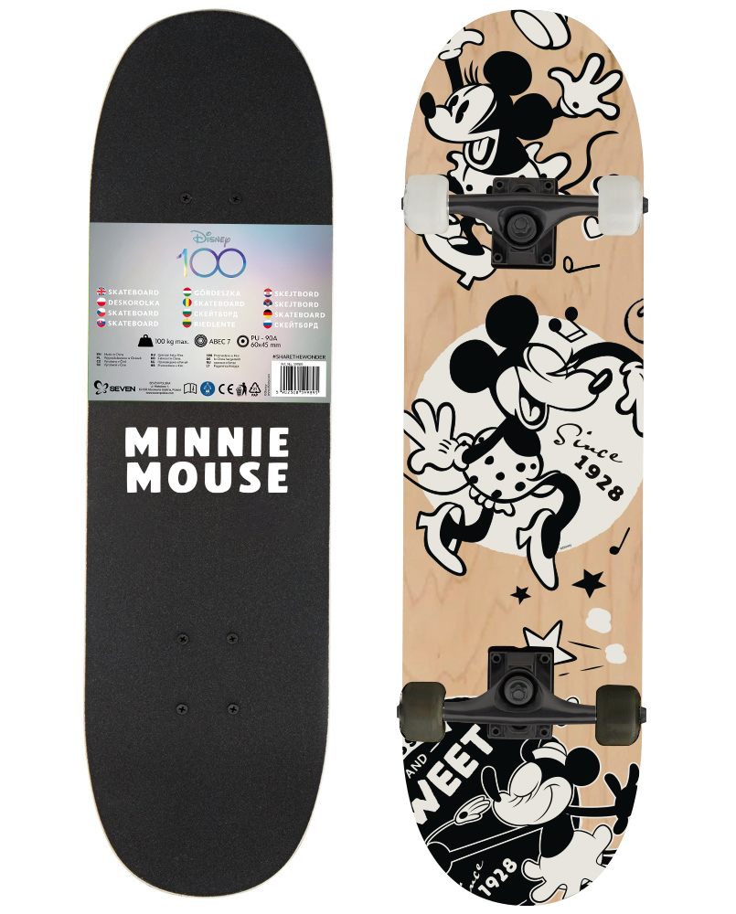 WOODEN SKATEBOARD 31'' x 8'' /70 x 20cm Minnie Mouse