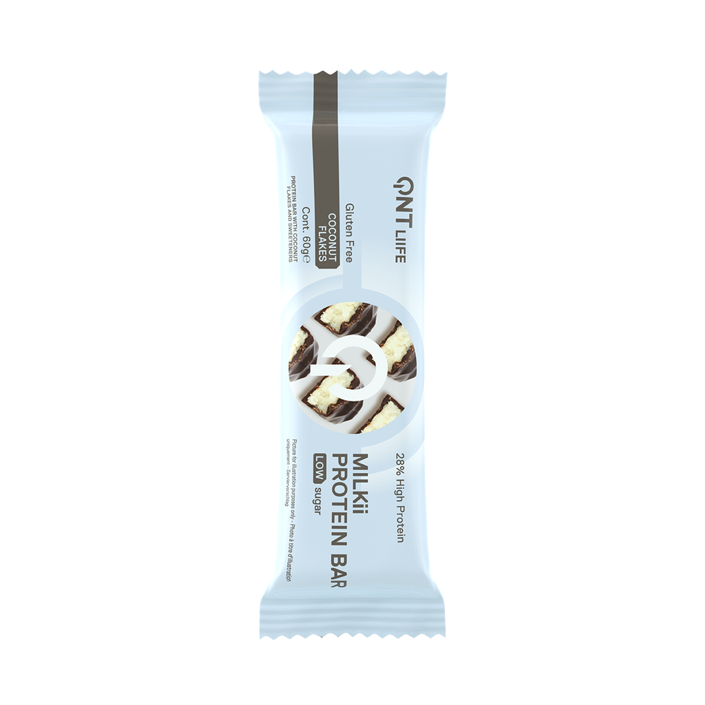 QNT LIIFE - Milkii Protein Bar - Low Sugar - Coconut flakes - 12 x 60g