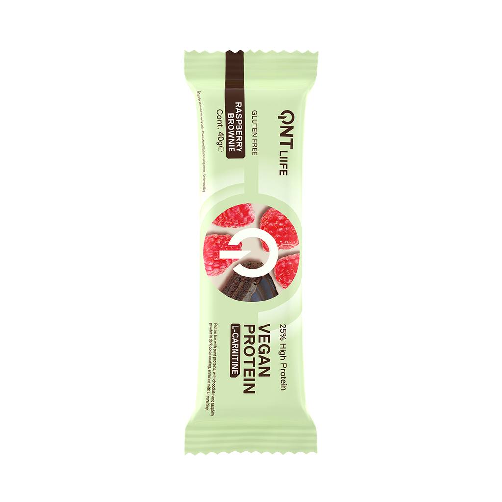 QNT LIIFE - Protein Vegan Bar + L-Carnitine - Chocolate Brownie Raspberry - 28 x 40g