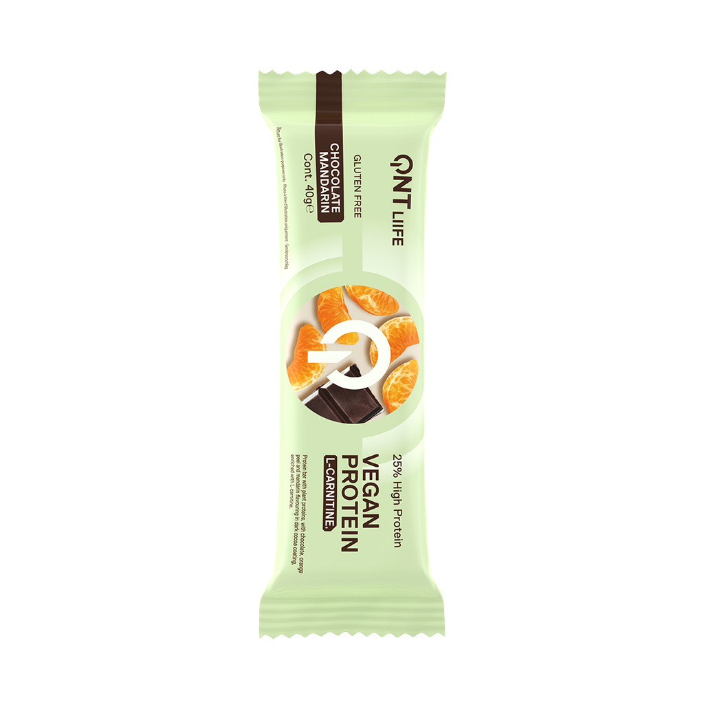 QNT LIIFE - Protein Vegan Bar + L-Carnitine - Chocolate Mandarin - 28 x 40g