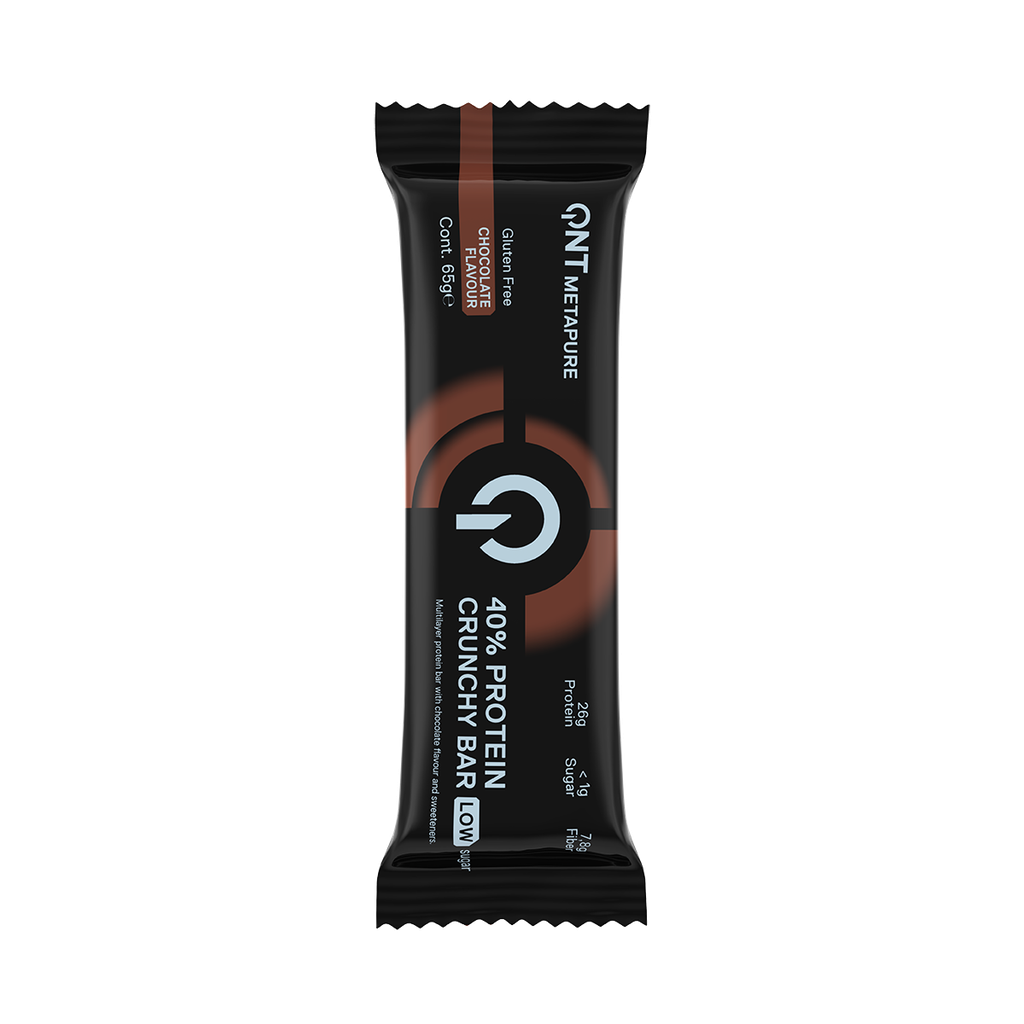 QNT METAPURE - 40% Protein Crunchy Bar Low Sugar - Chocolate - 12 x 65g