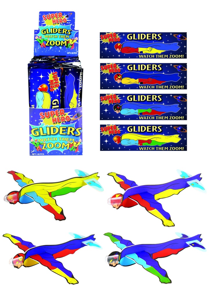 Superhero Glider (17cm) - 4 Assorted Designs