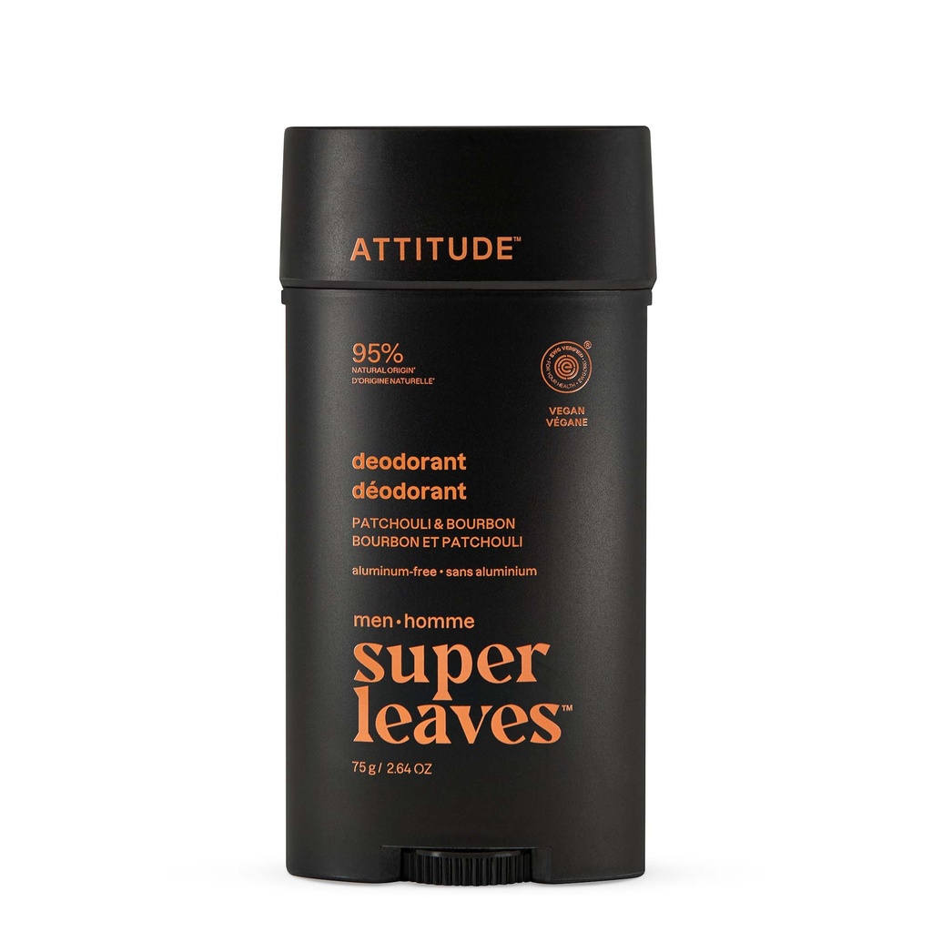 Super leaves men Deodorant - Patchouli & Bourbon 75 gr