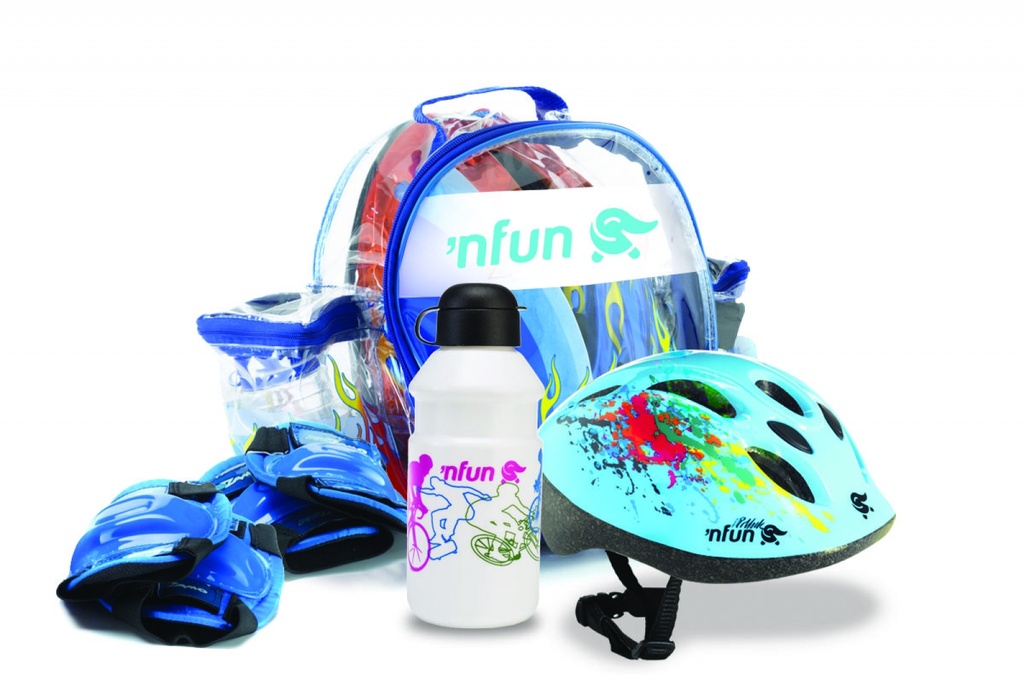 NF SET KIDCOOL (HELMET-WATER BOTTLE-KNEES/ELBOW PADS)