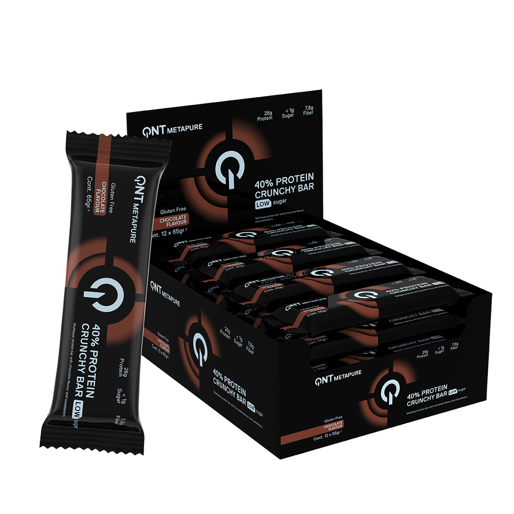 QNT METAPURE - 40% Protein Crunchy Bar Low Sugar - Chocolate - 12 x 65g