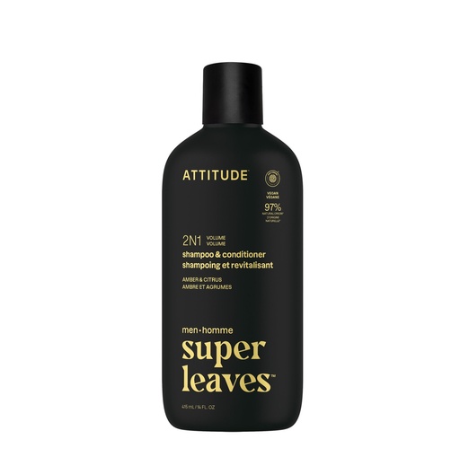 [11711] Super leaves 2-in-1 Shampoo & Conditioner Volume - Amber & citrus 415 ml