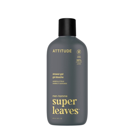 [11721] Super leaves men Shower Gel - Amber & citrus 415 ml