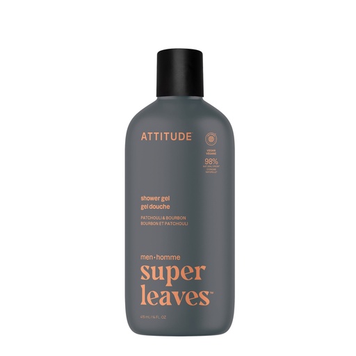 [11723] Super leaves men Shower Gel - Patchouli & Bourbon 415 ml