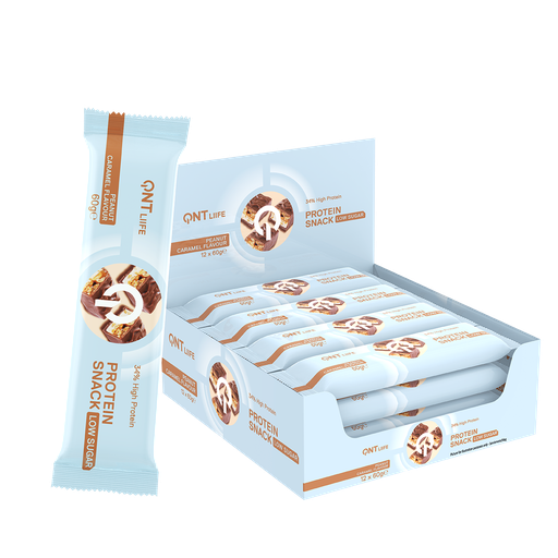 [QNTLIIFE027] Protein Snack Low Sugar - Erdnuss Karamel - 12 x 60g