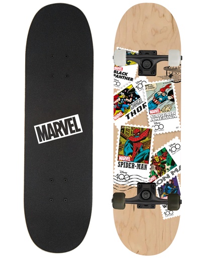 [59193] WOODEN SKATEBOARD 31'' x 8'' /70 x 20cm Marvel stamps