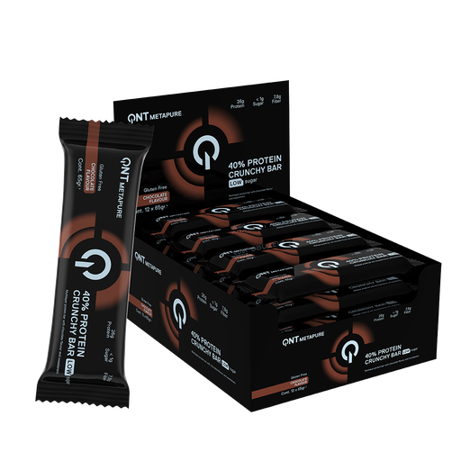 [QNTMETA004] QNT METAPURE - 40% Protein Crunchy Bar Low Sugar - Chocolate - 12 x 65g